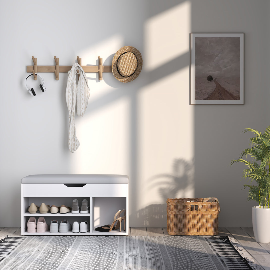 Shoes Cabinet Bench Hidden Storage Padded Seat Organiser Footwear Rack Hallway Cream White