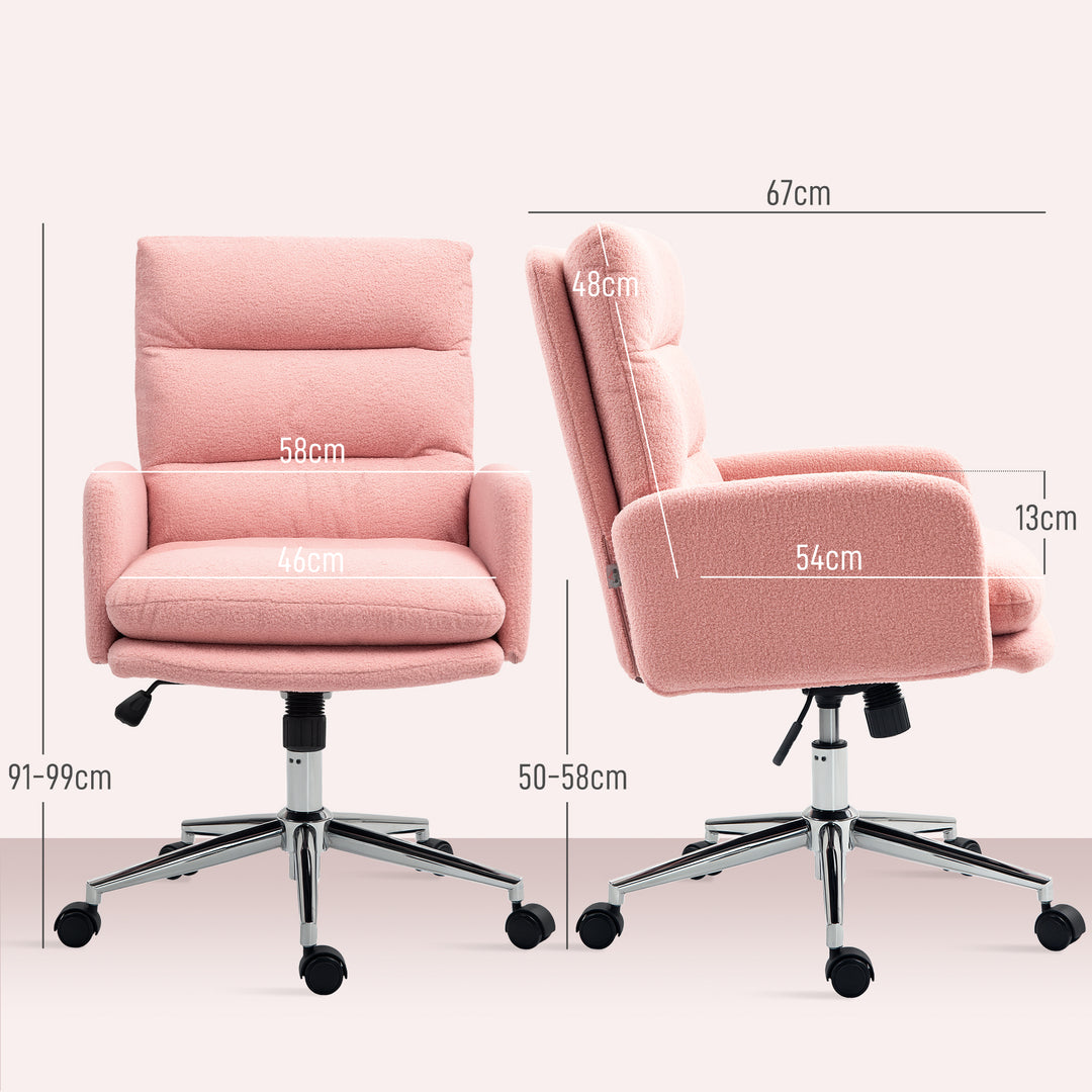 91-99cm Sherpa Fleece Office Chair - Pink
