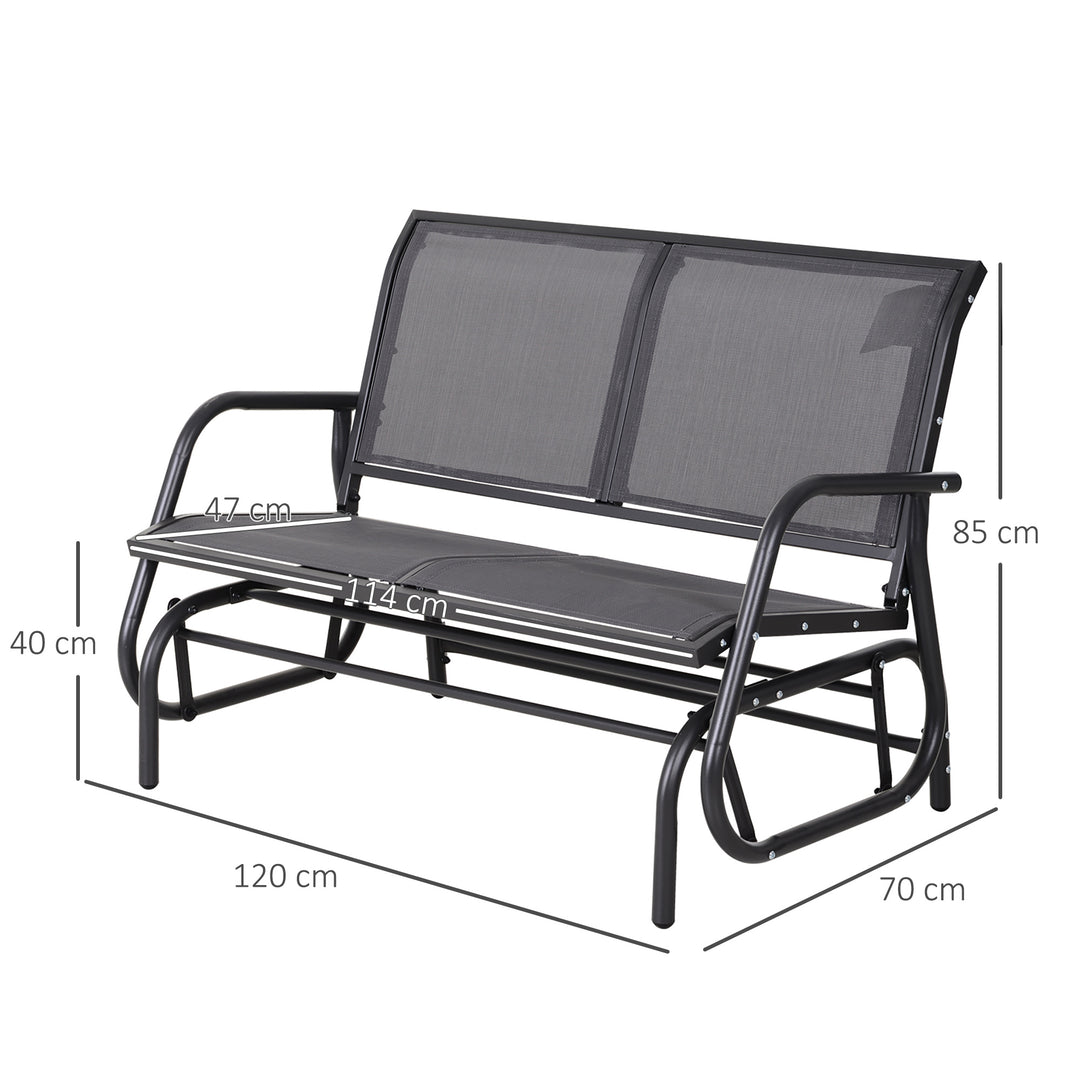 2-Person Outdoor Glider Bench Patio Double Swing Gliding Chair Loveseat w/Power Coated Steel Frame for Garden Patio Porch, Grey