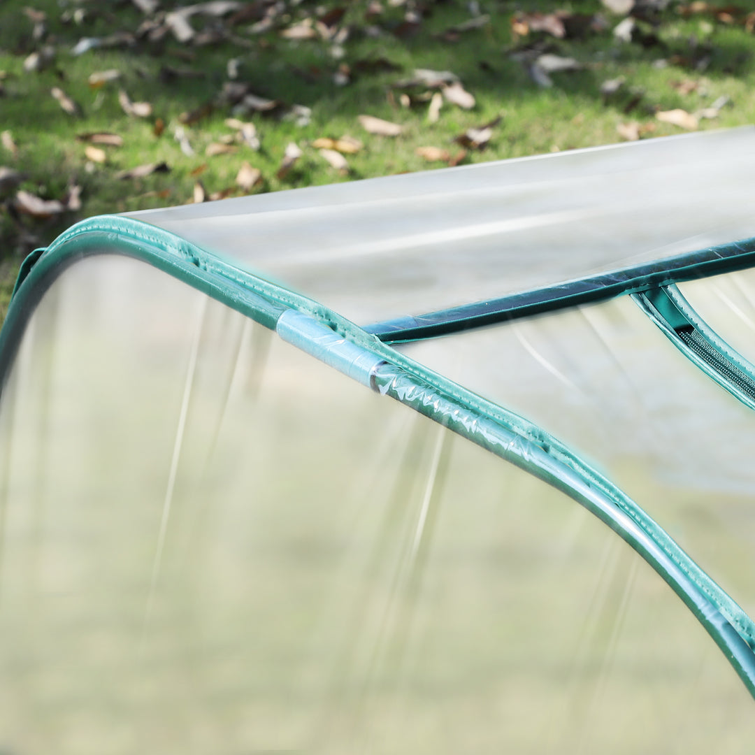 Mini Greenhouse, Small Polytunnel Green House with Zipped Doors, Steel Frame for Garden Backyard, 395 x 100 x 80cm, Clear