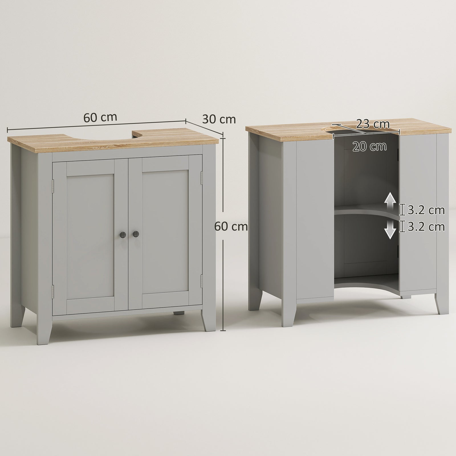 Under Sink Cabinet, Bathroom Sink Cabinet with 2 Doors, Pedestal Under
