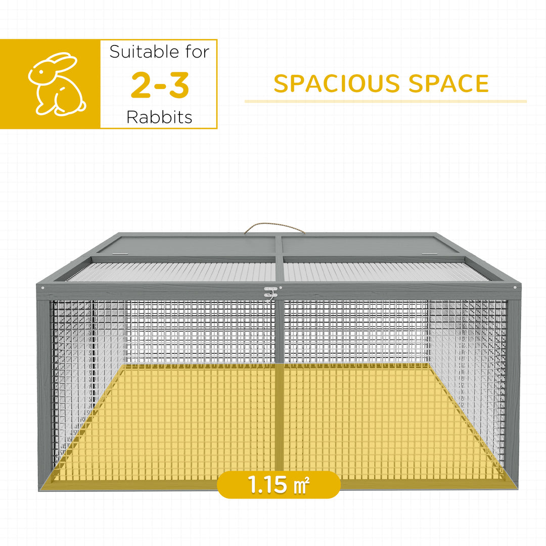 PawHut Wooden Folding Rabbit Hutch, Grey | Aosom UK