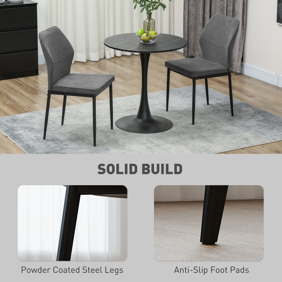 Velvet Dining Chairs Set of 2, Modern Armless Upholstered Kitchen Chairs with Metal Legs, Curved Back and Padded Seat, for Dining Room, Bedroom, Living Room, Grey