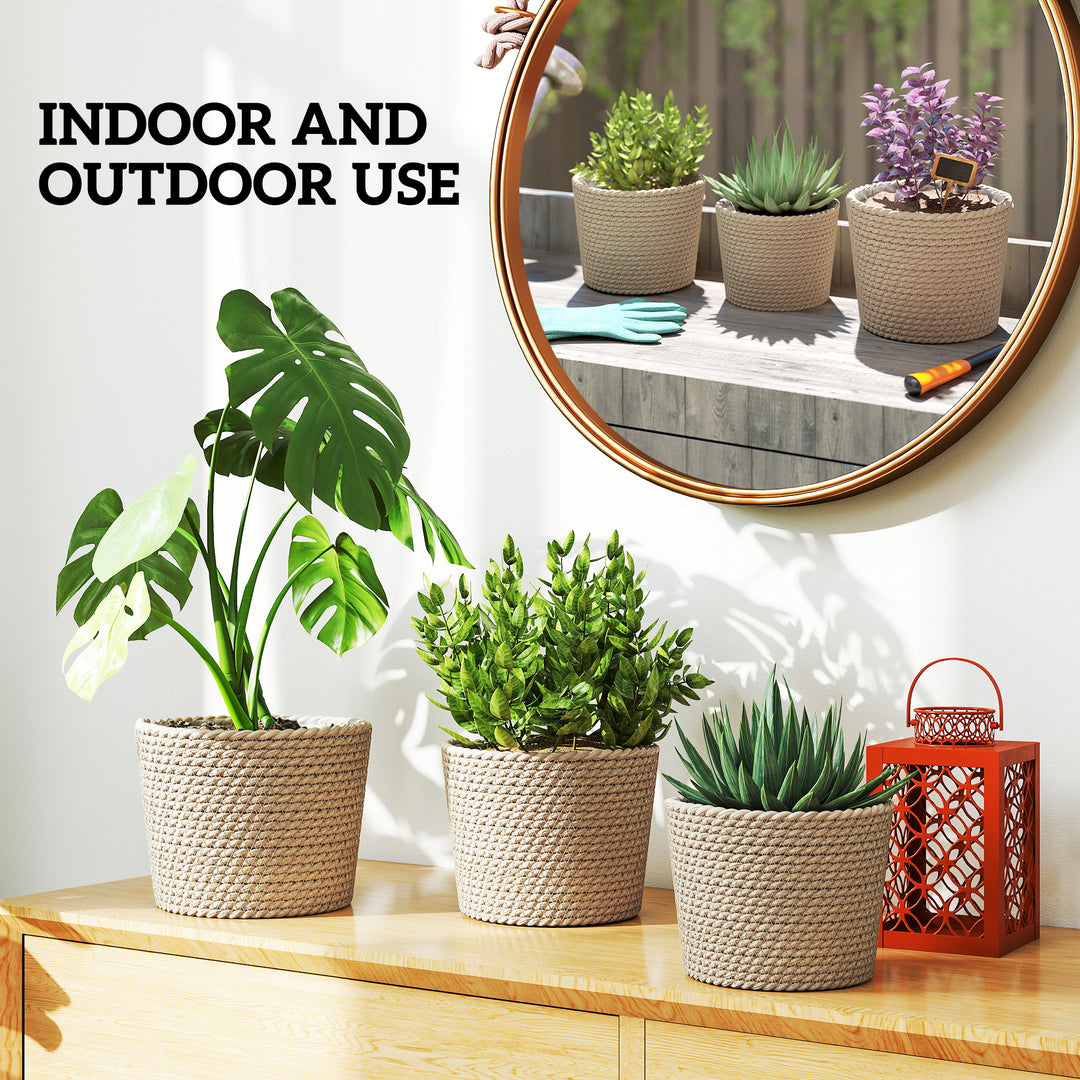Seagrass Planters Set of 3 Plant Pots for Indoor Outdoor Patio Balcony