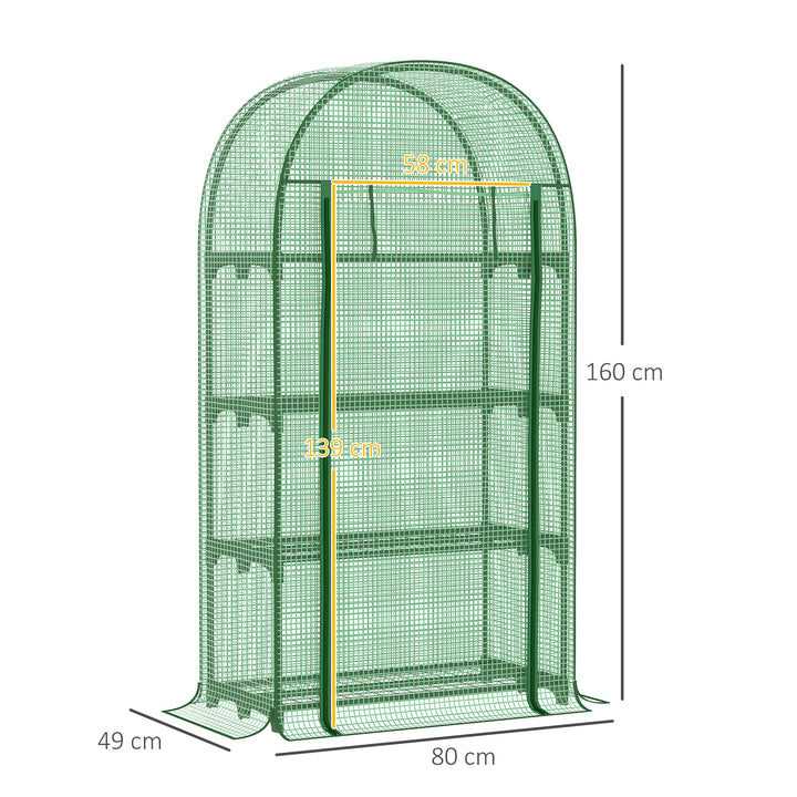 Outsunny Compact Mini Greenhouse Outdoor with Storage Shelf and Roll