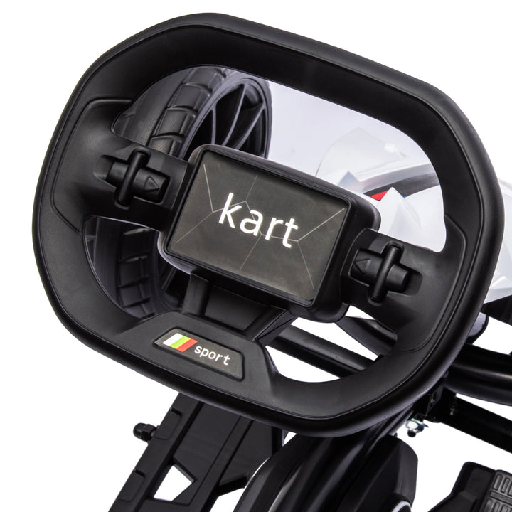 12V Electric Go-Kart for Kids, Ride-On Racing Go-Kart, with Forward and Reversing Functions, for Ages 3-8 Years - White