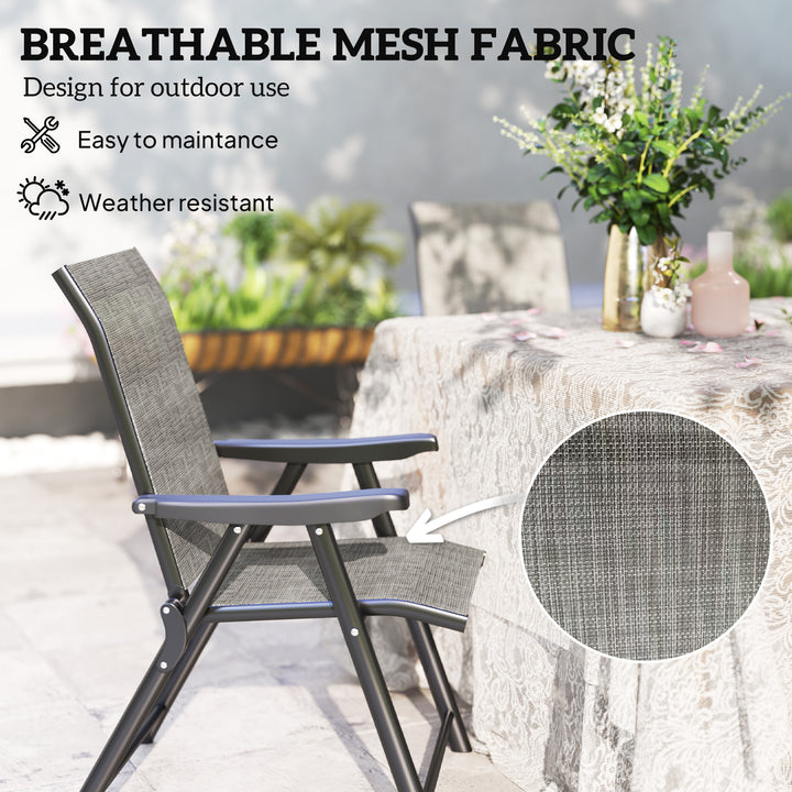 Set of Four Folding Outdoor Chairs - Black/Grey