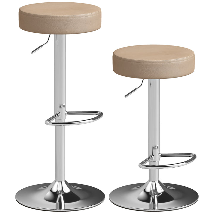 Bar Stools Set of 2, Modern PU Leather Swivel Barstools, Height Adjust
