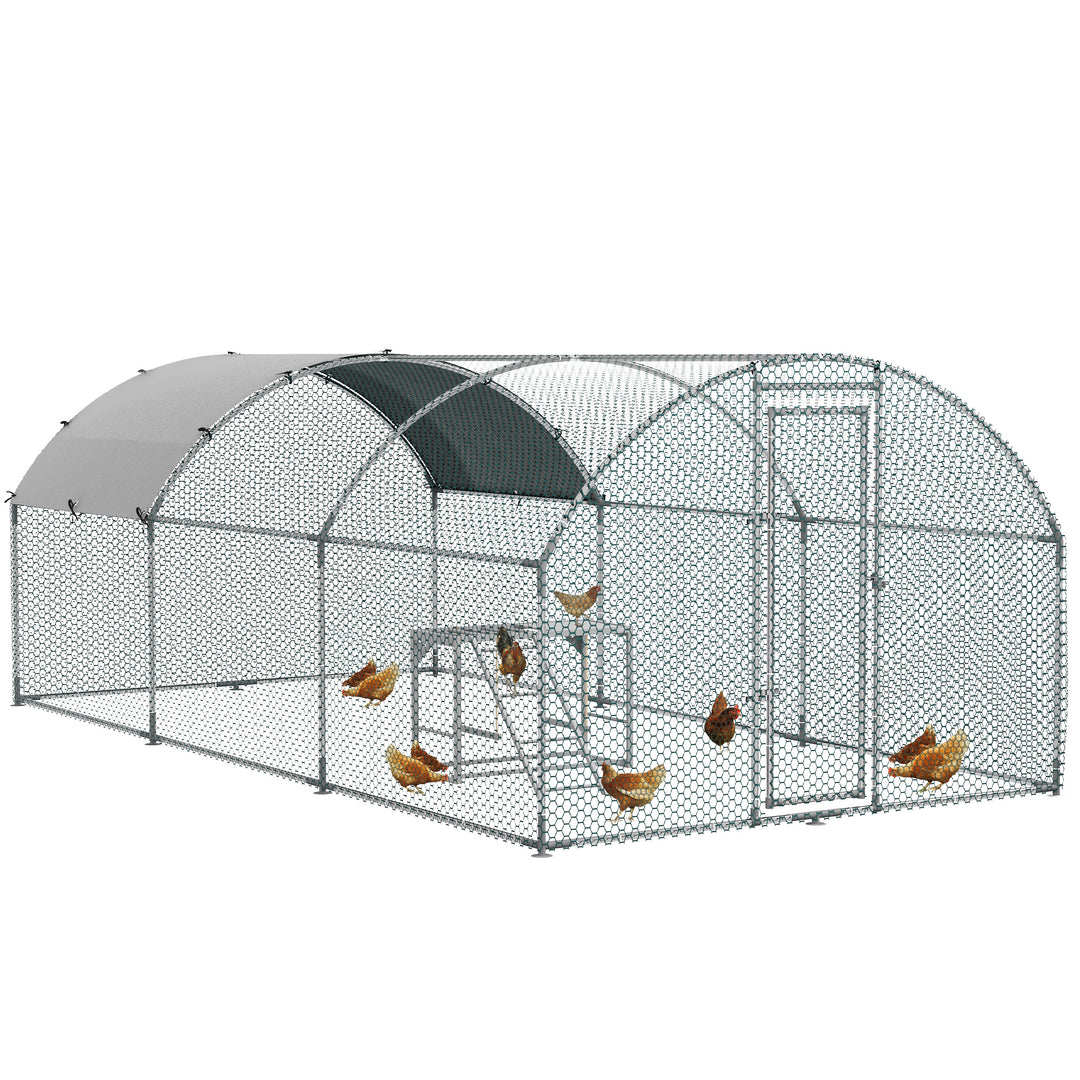 Walk In Chicken Run with Chicken Activity Shelf and Cover, 2.8 x 5.7 x 2m