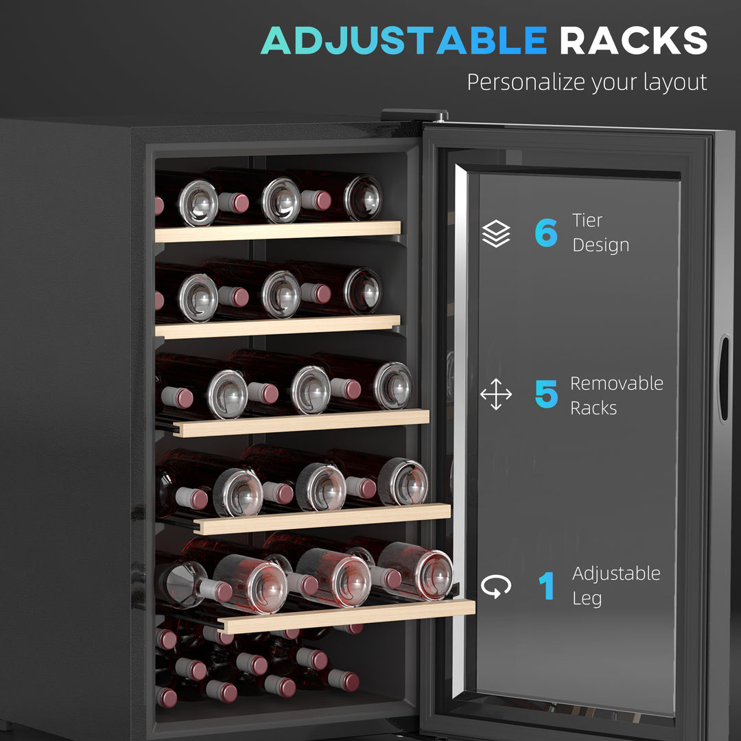 HOMCOM 41 Bottle Wine Fridge, 91 Litre Capacity, 45cm Wine Cooler Fridge with Glass Door, LED Light, Digital Touch Screen, Temperature Control, Freestanding Wine Refrigerator, Black