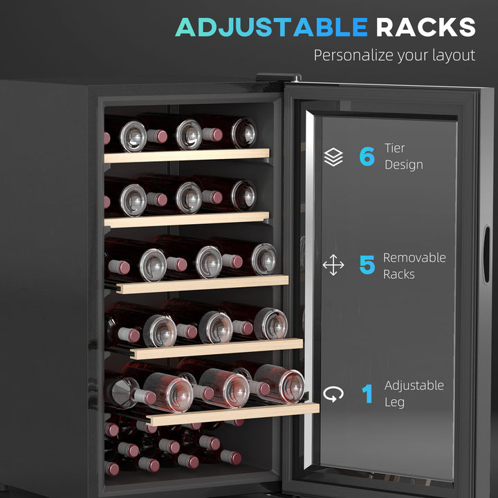HOMCOM 41 Bottle Wine Fridge, 91 Litre Capacity, 45cm Wine Cooler Fridge with Glass Door, LED Light, Digital Touch Screen, Temperature Control, Freestanding Wine Refrigerator, Black