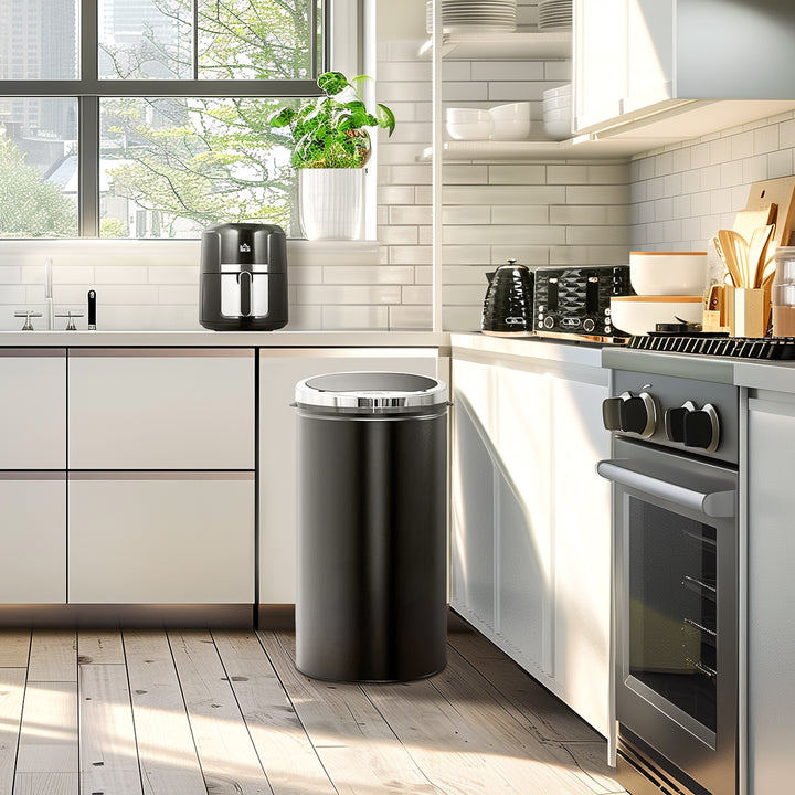 42L Sensor Bin for Kitchen Waste Automatic Dustbin Motion Detection Dustbin Stainless Steel Rubbish Can with Bucket, Black