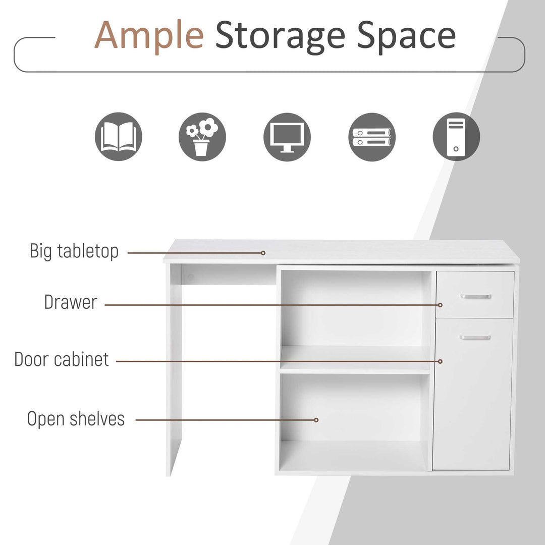 HOMCOM L-Shaped corner computer desk Table Study Table PC Workstation with Storage Shelf Drawer Home Office white | Aosom UK