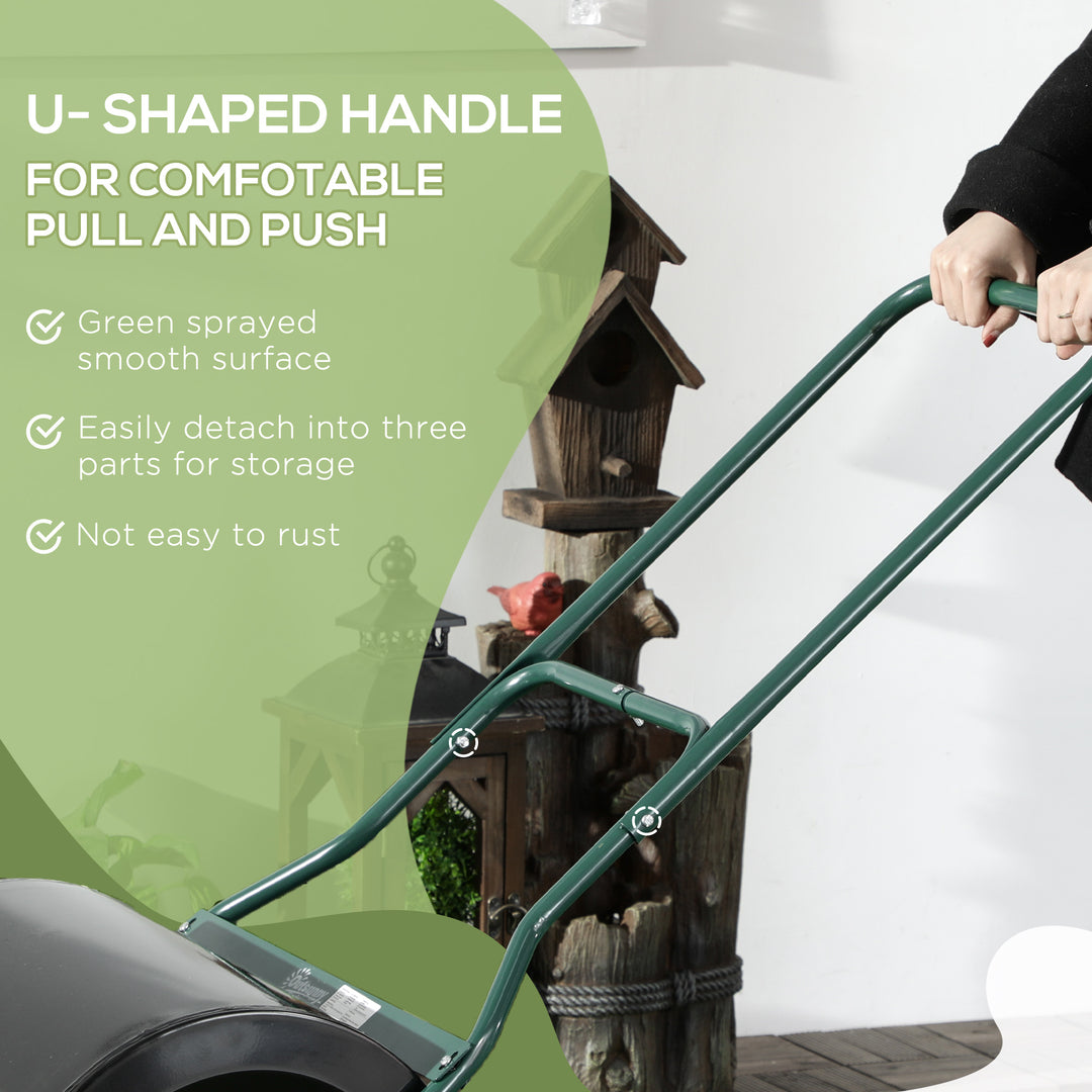 φ50cm Steel Garden Lawn Roller Push Pull w/ Fillable Cylinder Water Sand Plug Lawn Flatten Seed Sow Rolling Drum w/ Handle