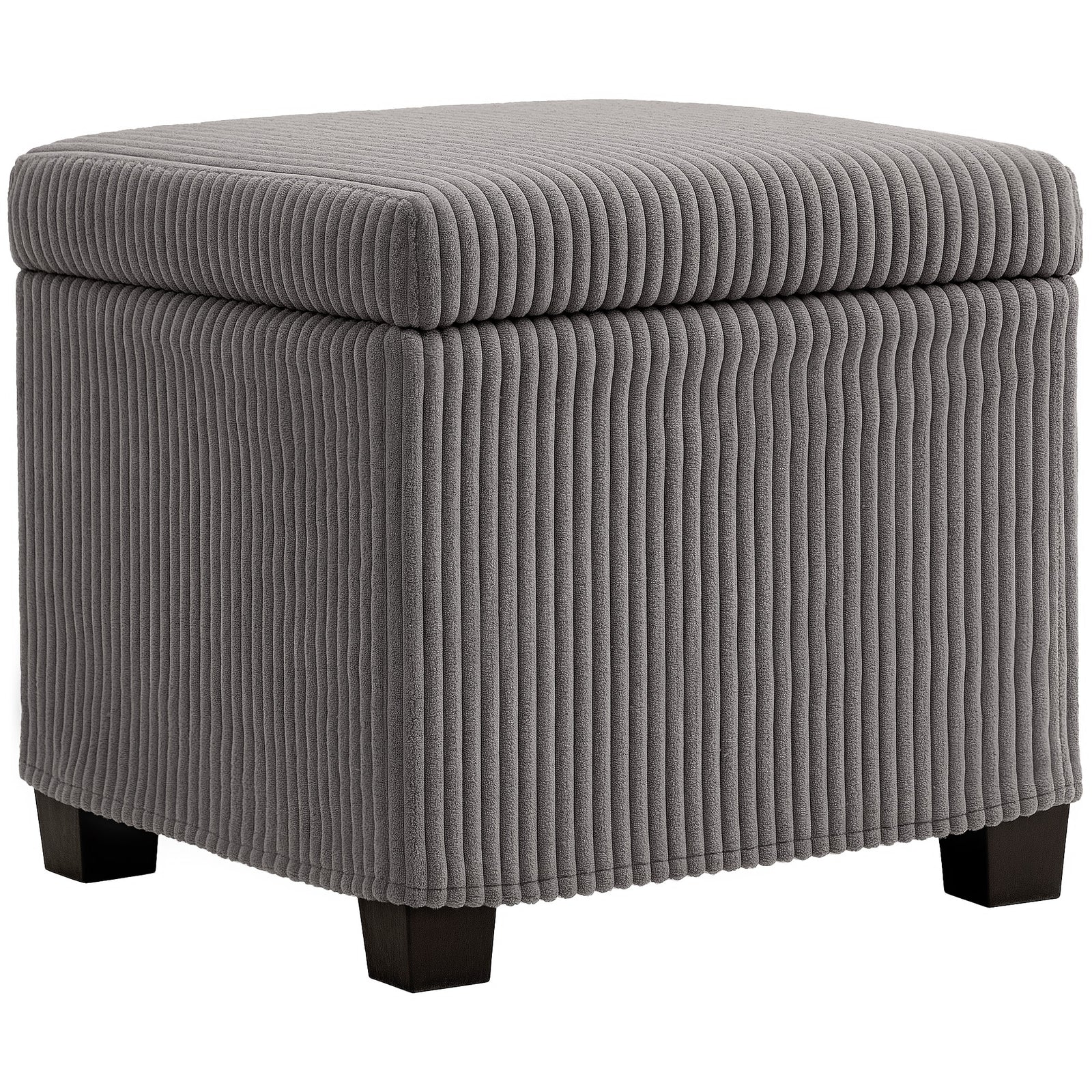 Storage Ottoman Bench, Corduroy Footstool with Removable Lid and Legs, 40cm Storage Chest Box for Living Room, Bedroom, Hallway, Grey