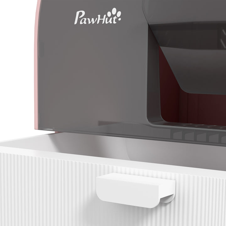 Hooded Cat Litter Box, Kitten Litter Tray, with Lid, Scoop, Filter, Flap Door, Pink