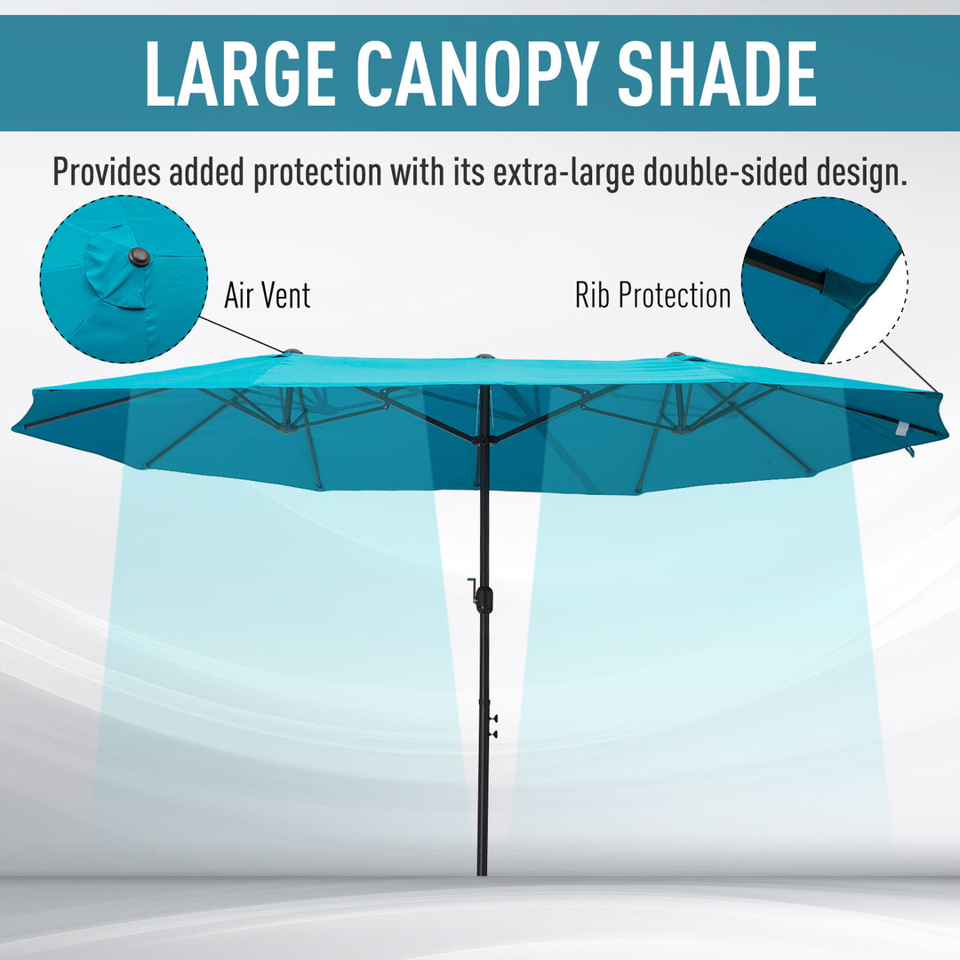 4.6m Double Garden Parasol - Sky Blue