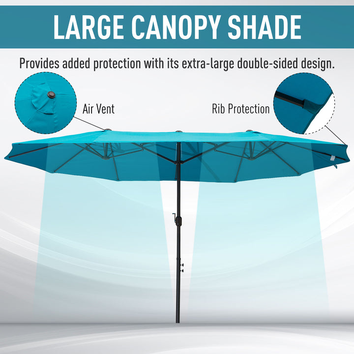 4.6m Double Garden Parasol - Sky Blue