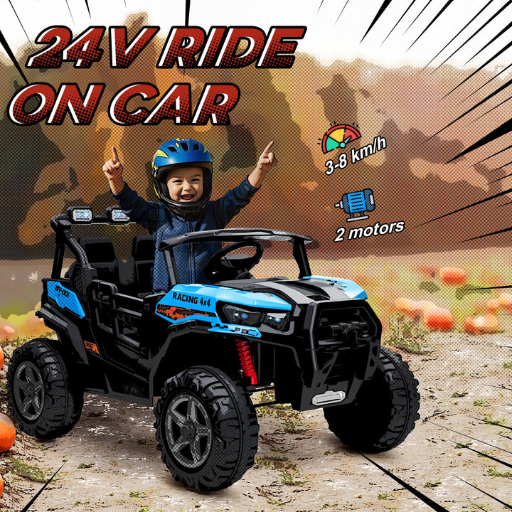24V Electric Ride on Car, 2-Seater Electric Car for Kids with Remote, 