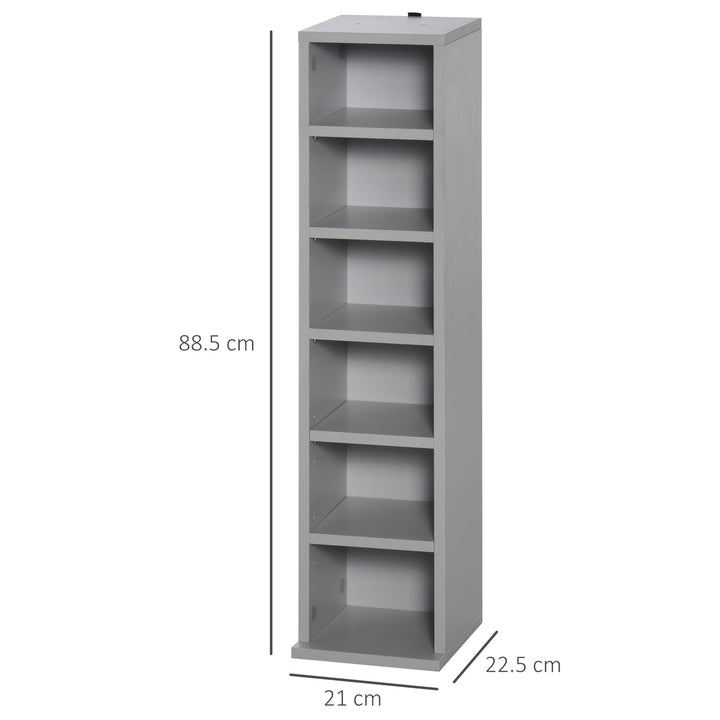 HOMCOM Twin Media Towers: Adjustable Shelving for Blu-Ray & DVD Organisation, Sleek Grey Bookcases | Aosom UK