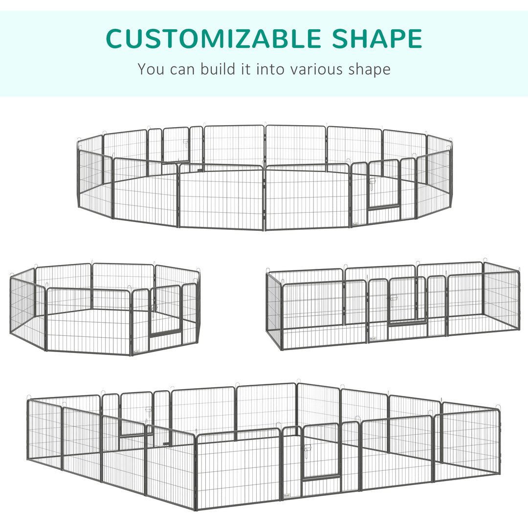 16 Panels Heavy Duty Puppy Playpen, for Small Dogs, Indoor and Outdoor Use - Grey
