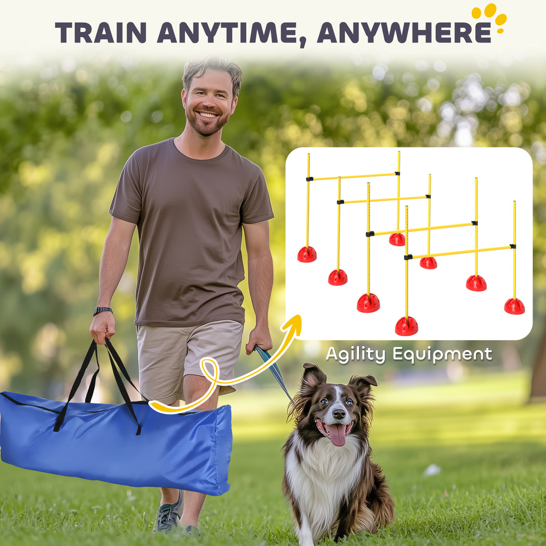4-piece Dog Agility Equipment with 4 Hurdles, Bag for Jump, Training, Yellow