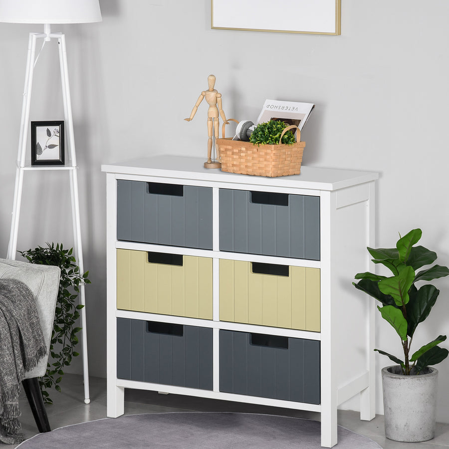 6 Drawer Storage Tower, Dresser Chest with Wood Top, Organiser Unit for Closets Bedroom Nursery Room Hallway