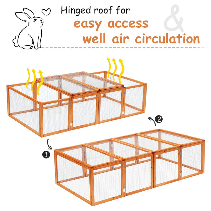 Pawhut Rabbit Hutch W/ Mesh Wire, 181Lx100Wx 48H cm-Wood | Aosom UK