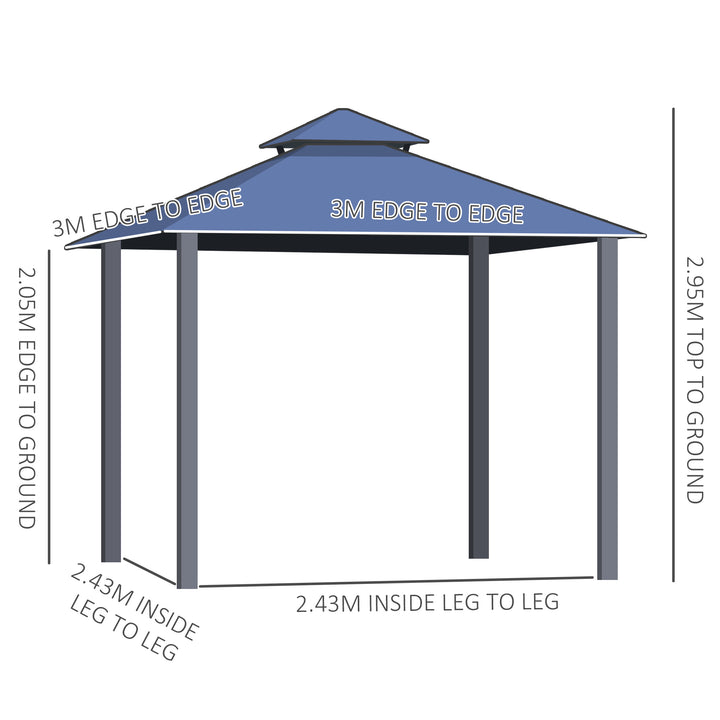 Outdoor 3 x 3(m) Gazebo Cabana w/ Steel Frame & Net Sidewalls for Privacy