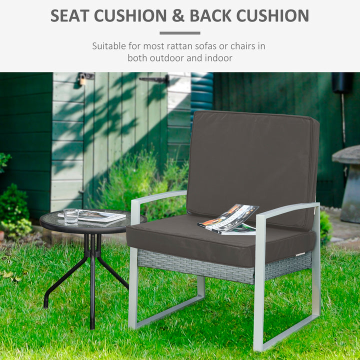 Set of 2 Garden Seat and Back Cushion Set, Replacement Cushions for Outdoor Furniture with Seat Cushion and Back Cushion, Dark Grey