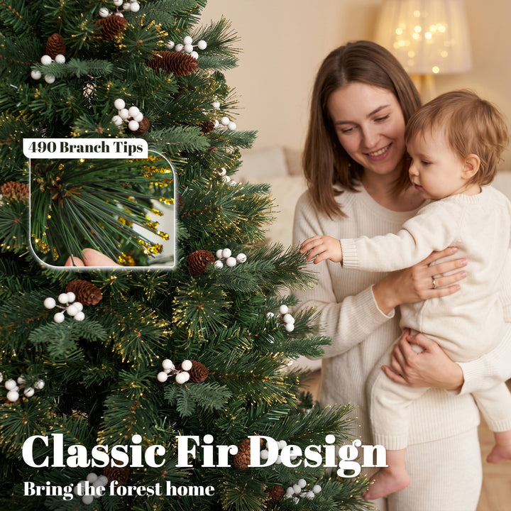 5ft Artificial Christmas Tree, Fir Hinged Xmas Tree with 490 Branch - view 5