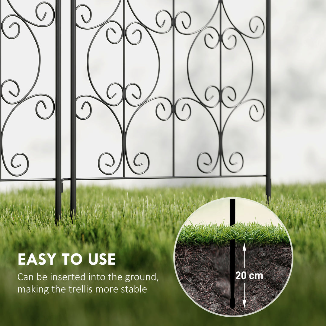 Set of 2 Metal Garden Trellis, Decorative Trellis Panels for Climbing Outdoor Plants, Vegetables, Vines, Flowers, 150 x 50 cm, Scrollwork Design