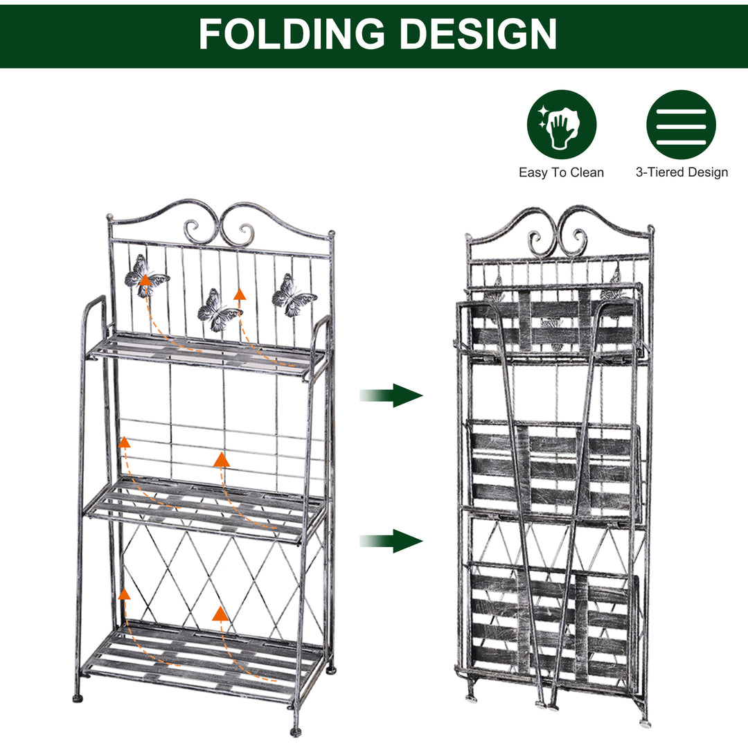 3 Tier Plant Stand Indoor Outdoor, Metal Plant Shelf Flower Display Rack for Potted Plants Garden Balcony Decor, 44 x 25 x 96 cm