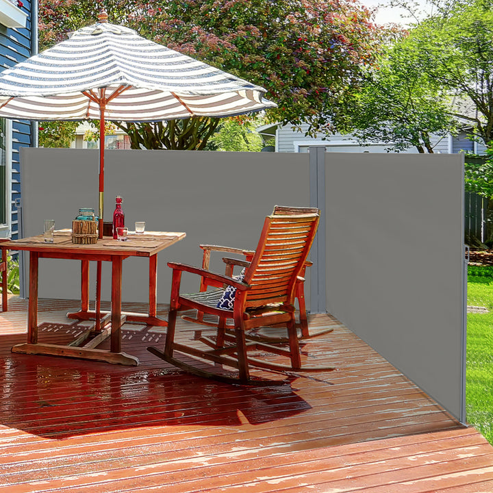 MCL 6 x 2m Retractable Sun Side Awning Screen Fence Patio Garden Wall Balcony Screening Panel Outdoor Blind Privacy Divider – Grey