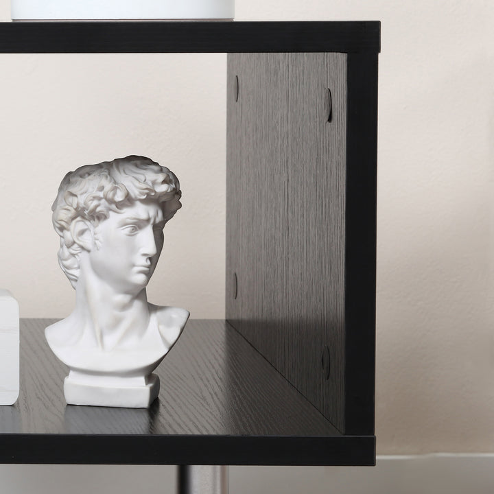 MCL Wooden S Shape Cube Coffee Table 2 Tier Storage Shelves Organizer Office Bookcase Living Room End Desk Stand Display (Black)