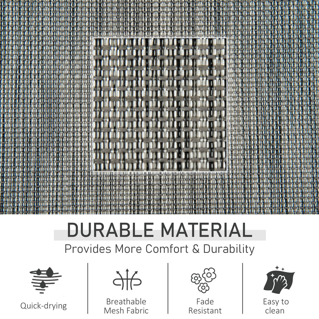 MCL Outdoor Garden Rocking Chair, Patio Sun Lounger Rocker Chair with Breathable Mesh Fabric, Removable Headrest Pillow, Armrest, Side Storage Bag, Dark Grey