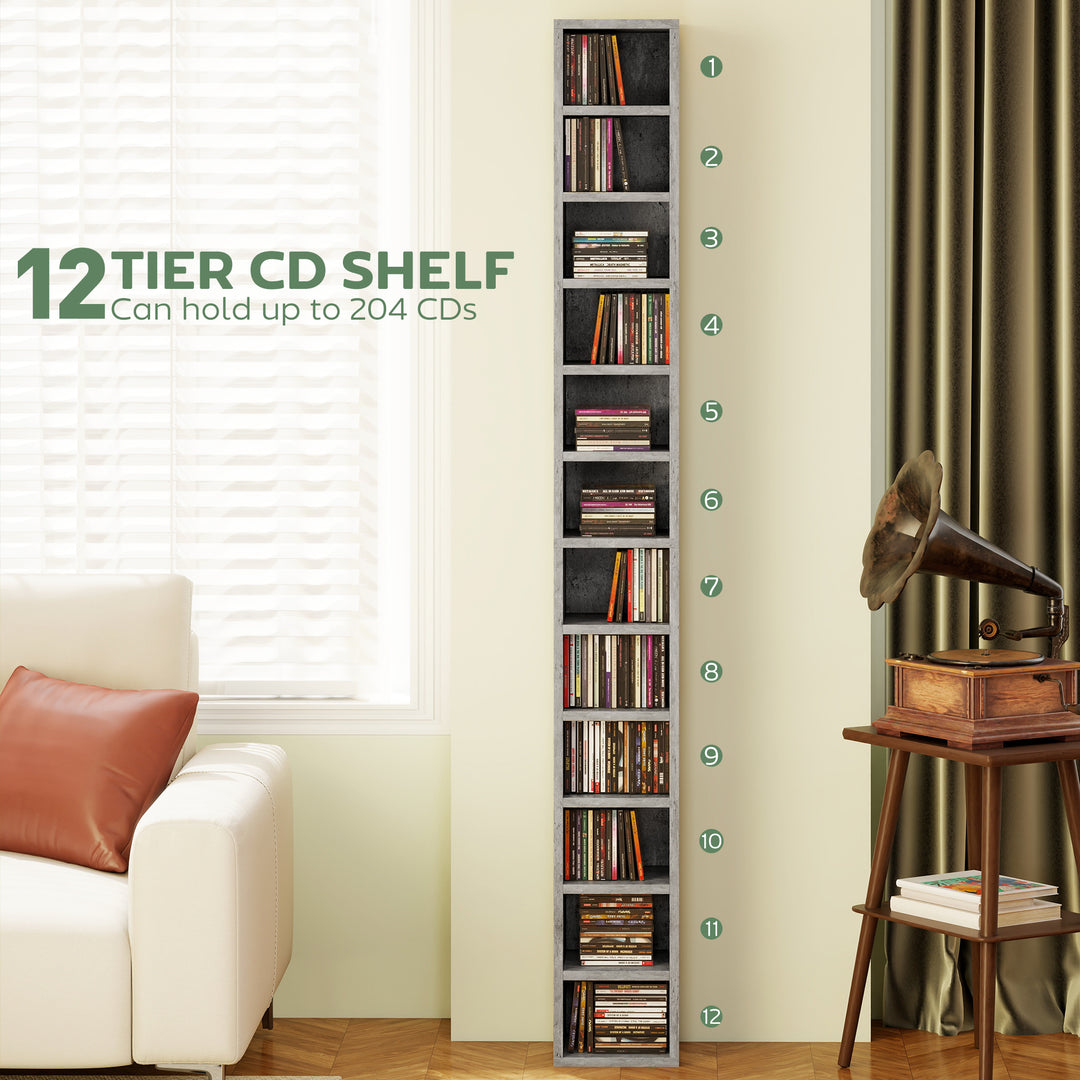 204 CD Tall Narrow Media Storage Tower - Cement Grey