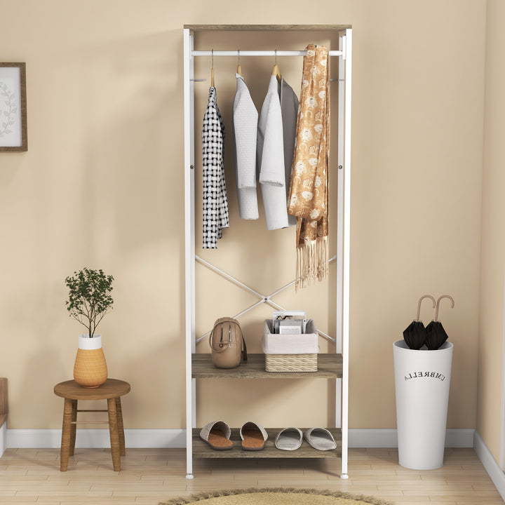 HOMCOM Hallway Coat Rack and Shoe Bench Tree - Grey | Aosom UK