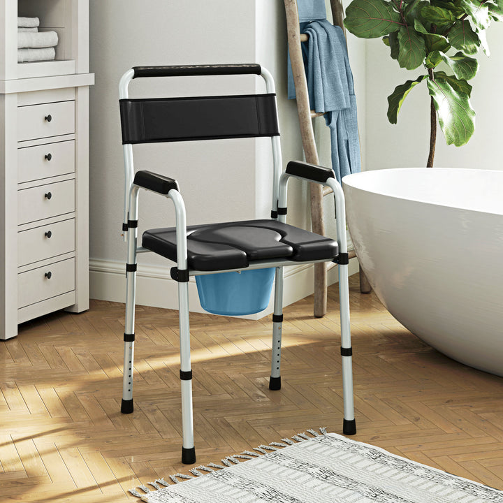 Commode Chair for Elderly with Arms and Back, Lightweight Non-Slip - view 2