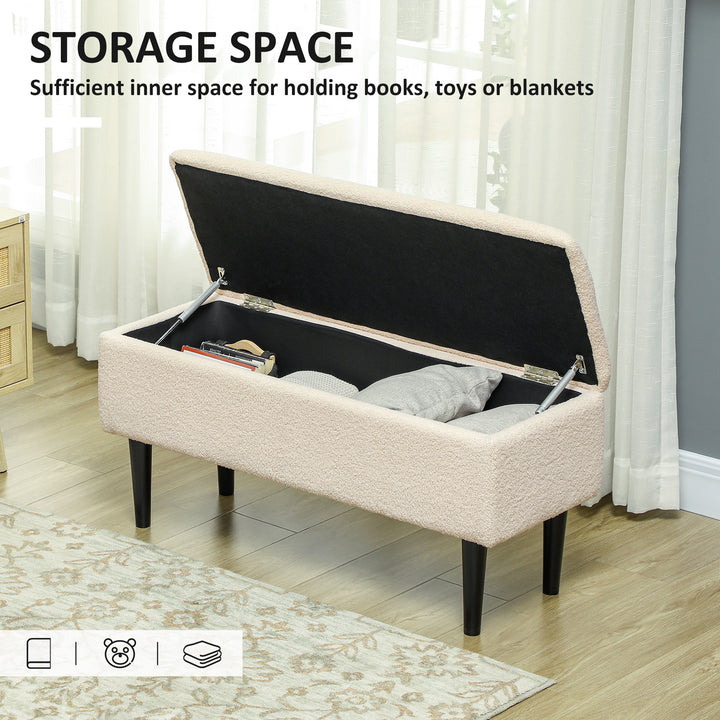 47L Teddy Fleece Storage Ottoman - Cream