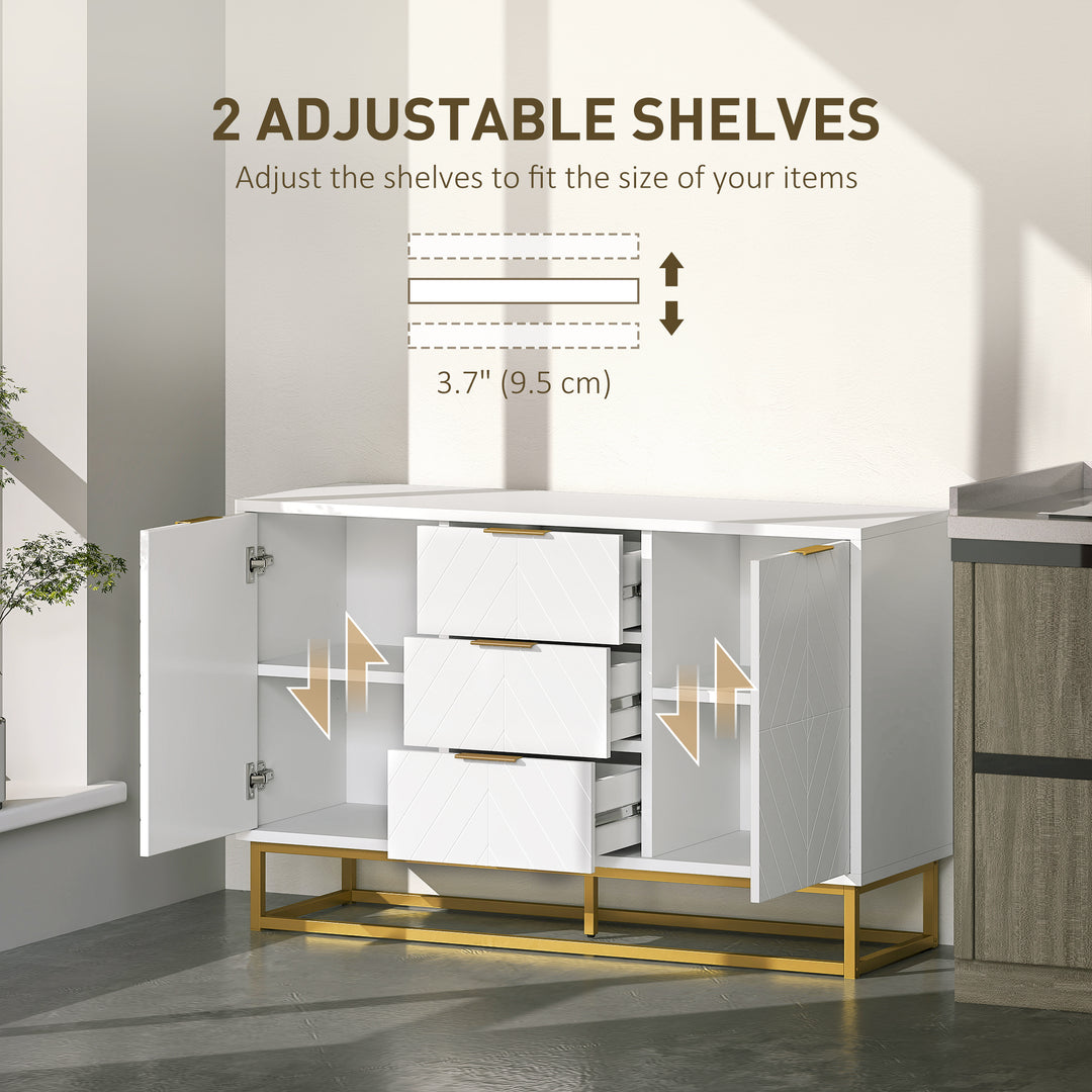 Sideboard with 3 Drawers and Adjustable Shelves for Living Room - White