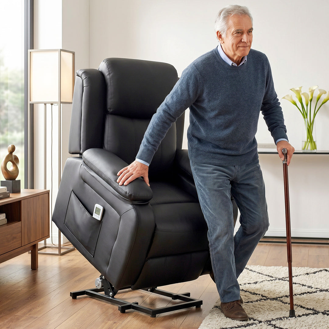 Riser and Recliner Chair with Vibration Massage, PU Leather Power Lift
