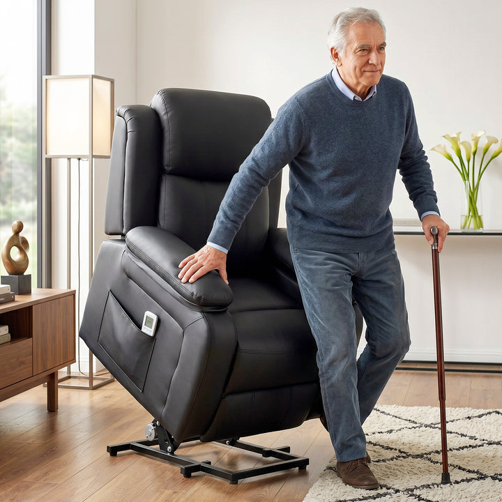 Riser and Recliner Chair with Vibration Massage, PU Leather Power Lift
