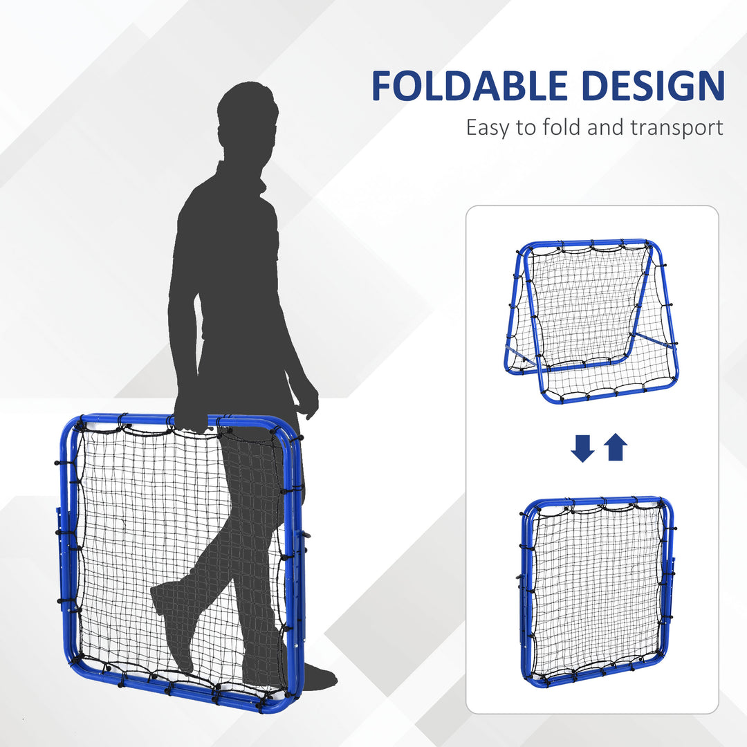 Double Sided Football Rebounder Net, Football Rebound Goal with Five Adjustable Angles, Blue