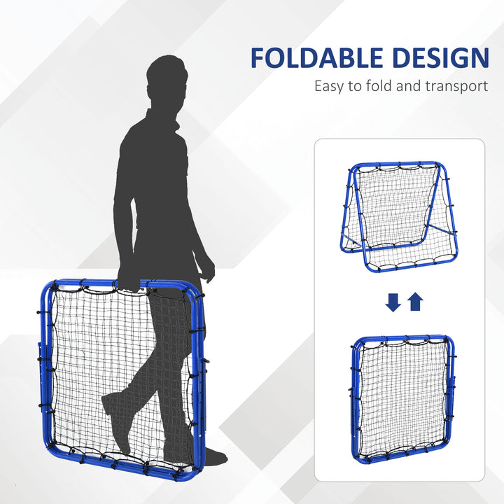 Double Sided Football Rebounder Net, Football Rebound Goal with Five Adjustable Angles, Blue