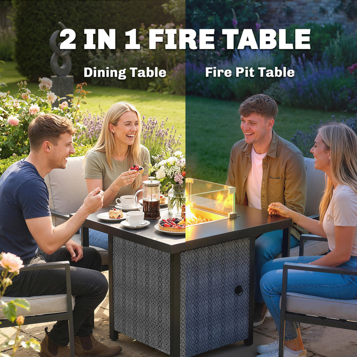 Propane Gas Fire Pit Table for Garden, 11.7 KW Smokeless Firepit Outdo