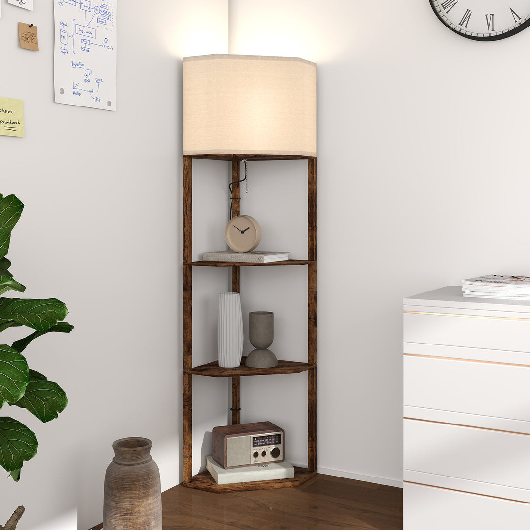 MCL Corner Floor Light, with Shelves - Wood-Effect