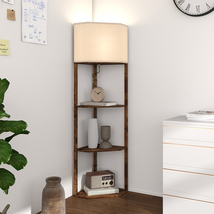 MCL Corner Floor Light, with Shelves - Wood-Effect