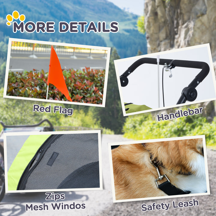 Dog Bike Trailer Pet Stroller Cart Carrier for Bicycle 360° Rotatable with Reflectors 3 Wheels Hitch Coupler Push/ Pull/ Brake Water Resistant Green