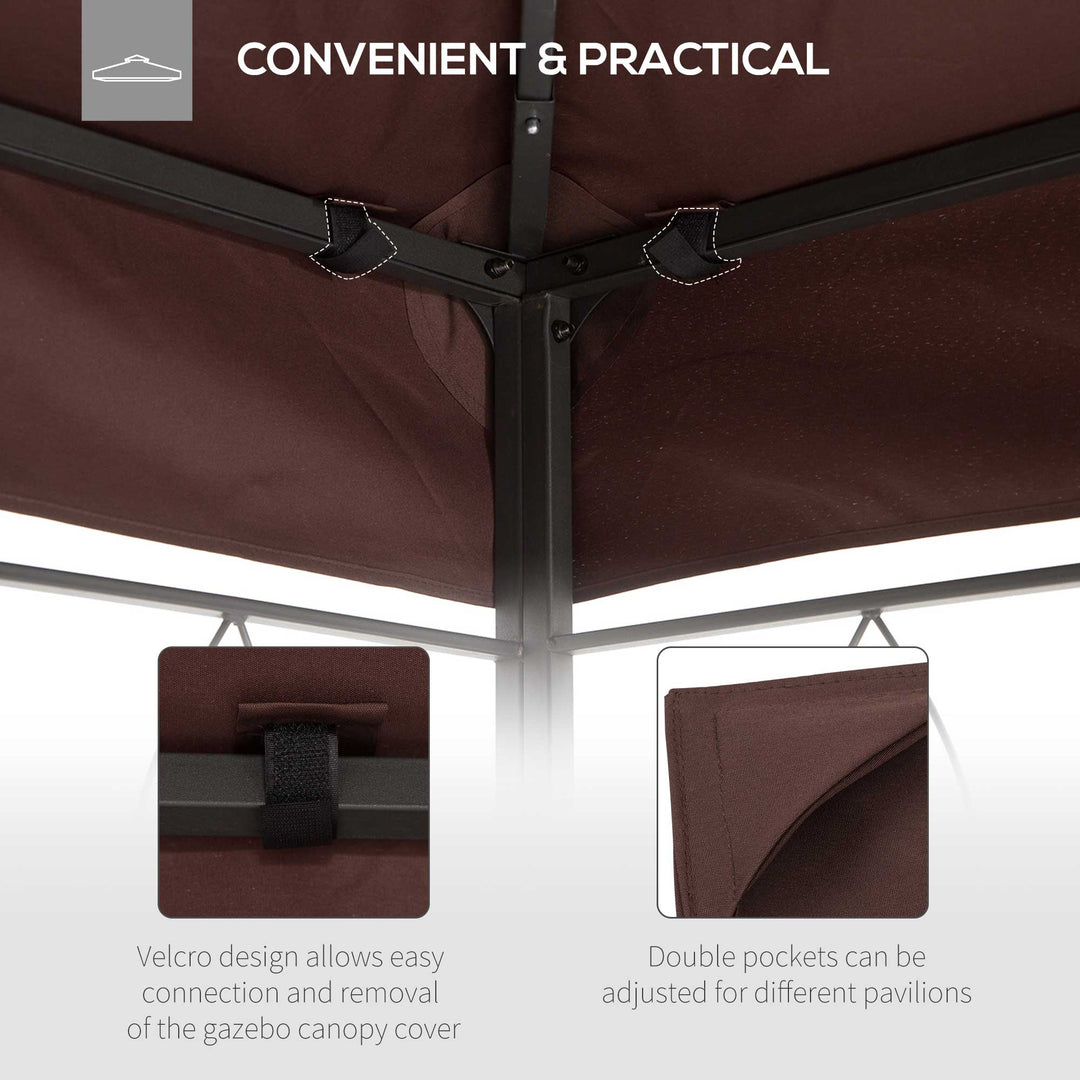 Outsunny Gazebo Replacement Roof Canopy, 3x4m, 2 Tier UV Protection Top Cover, Brown, for Garden Patio (TOP ONLY)